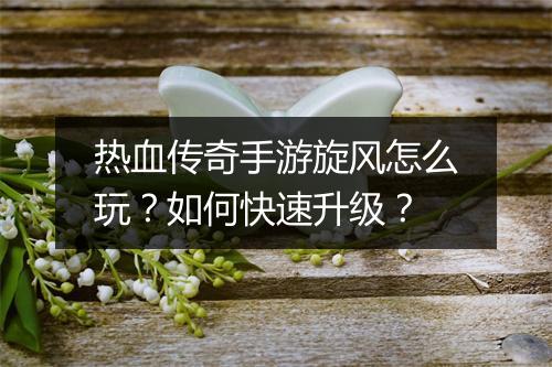 热血传奇手游旋风怎么玩？如何快速升级？