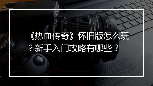 《热血传奇》怀旧版怎么玩？新手入门攻略有哪些？