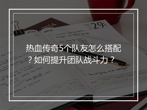 热血传奇5个队友怎么搭配？如何提升团队战斗力？