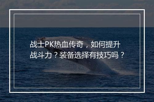 战士PK热血传奇，如何提升战斗力？装备选择有技巧吗？