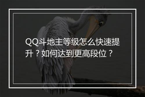 QQ斗地主等级怎么快速提升？如何达到更高段位？