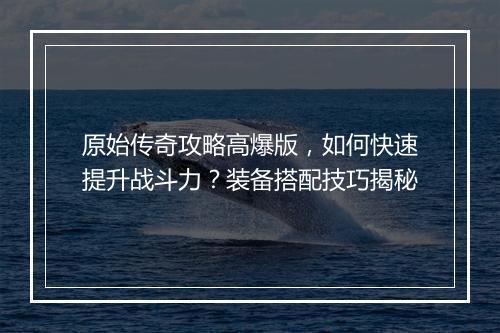 原始传奇攻略高爆版，如何快速提升战斗力？装备搭配技巧揭秘