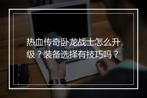 热血传奇卧龙战士怎么升级？装备选择有技巧吗？
