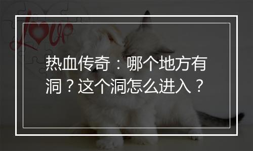 热血传奇：哪个地方有洞？这个洞怎么进入？