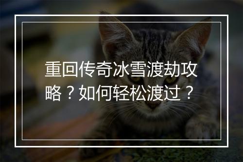 重回传奇冰雪渡劫攻略？如何轻松渡过？