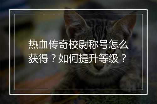 热血传奇校尉称号怎么获得？如何提升等级？
