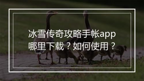冰雪传奇攻略手帐app哪里下载？如何使用？