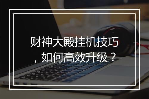 财神大殿挂机技巧，如何高效升级？