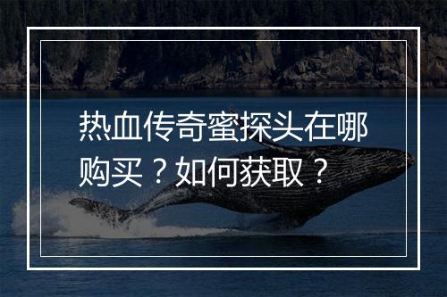 热血传奇蜜探头在哪购买？如何获取？