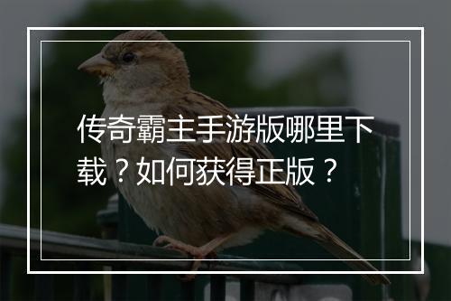 传奇霸主手游版哪里下载？如何获得正版？