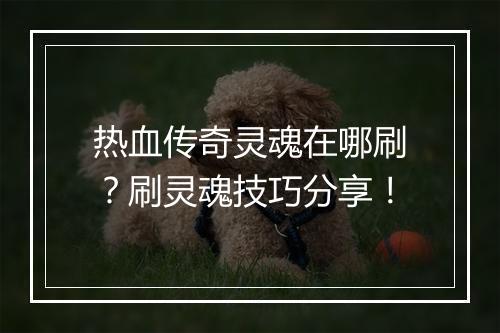 热血传奇灵魂在哪刷？刷灵魂技巧分享！