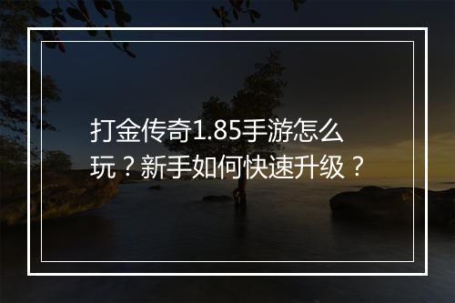 打金传奇1.85手游怎么玩？新手如何快速升级？
