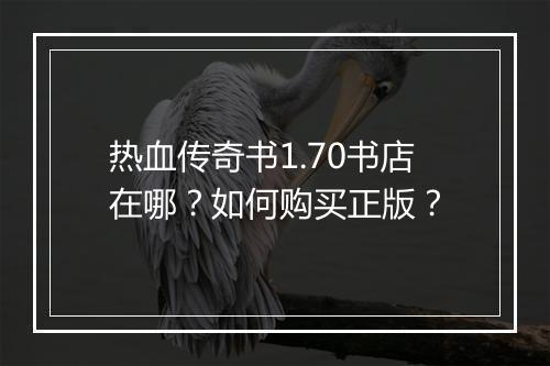 热血传奇书1.70书店在哪？如何购买正版？