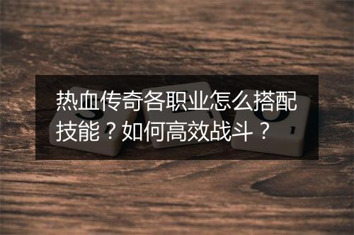 热血传奇各职业怎么搭配技能？如何高效战斗？