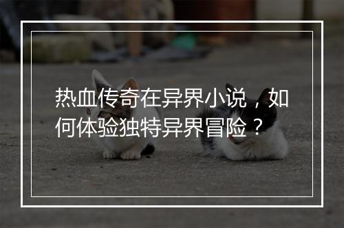 热血传奇在异界小说，如何体验独特异界冒险？