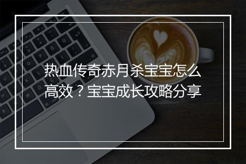 热血传奇赤月杀宝宝怎么高效？宝宝成长攻略分享