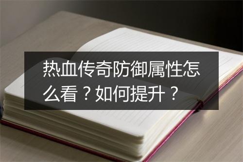 热血传奇防御属性怎么看？如何提升？