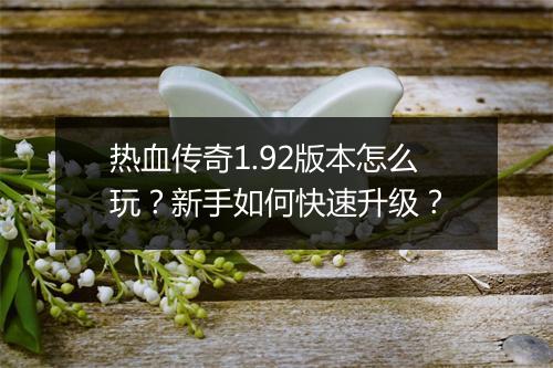 热血传奇1.92版本怎么玩？新手如何快速升级？