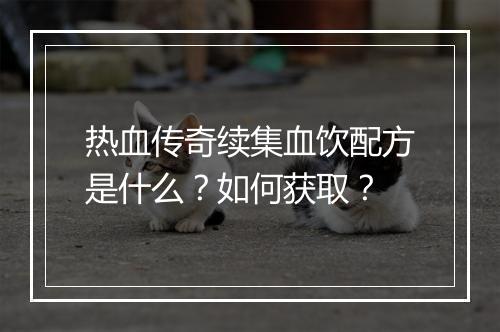 热血传奇续集血饮配方是什么？如何获取？