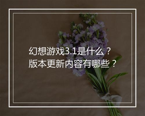 幻想游戏3.1是什么？版本更新内容有哪些？