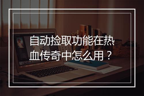 自动捡取功能在热血传奇中怎么用？
