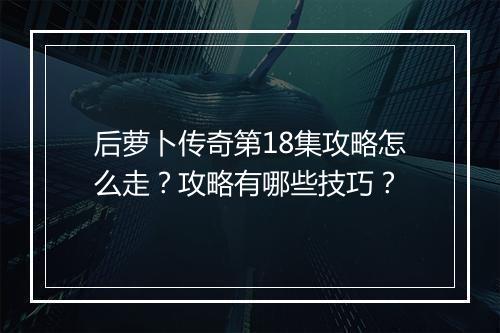 后萝卜传奇第18集攻略怎么走？攻略有哪些技巧？
