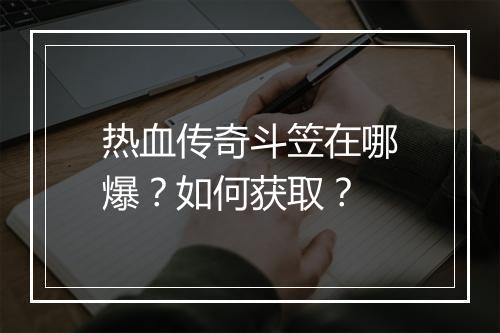 热血传奇斗笠在哪爆？如何获取？