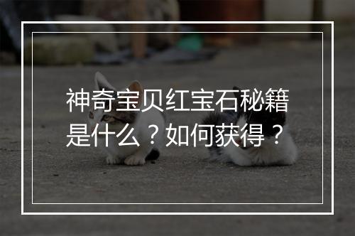 神奇宝贝红宝石秘籍是什么？如何获得？