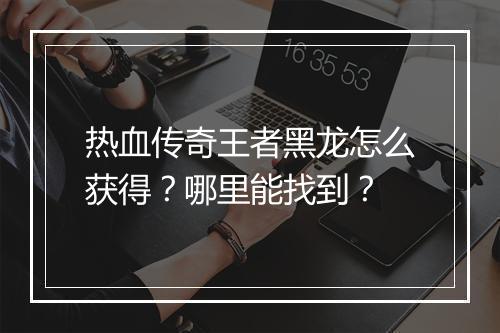 热血传奇王者黑龙怎么获得？哪里能找到？