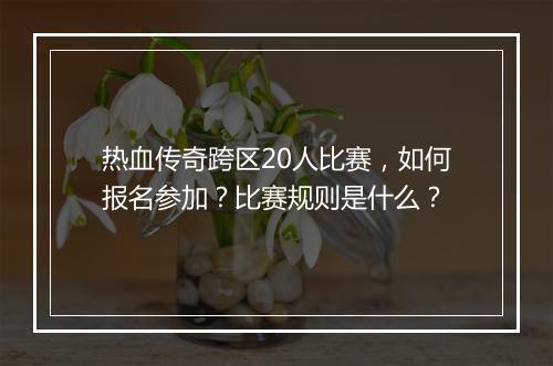 热血传奇跨区20人比赛，如何报名参加？比赛规则是什么？