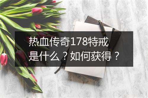 热血传奇178特戒是什么？如何获得？