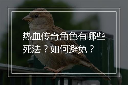 热血传奇角色有哪些死法？如何避免？