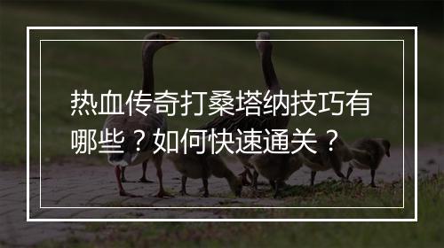 热血传奇打桑塔纳技巧有哪些？如何快速通关？
