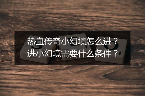 热血传奇小幻境怎么进？进小幻境需要什么条件？