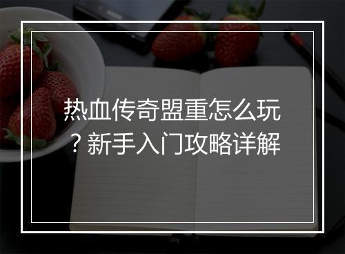 热血传奇盟重怎么玩？新手入门攻略详解