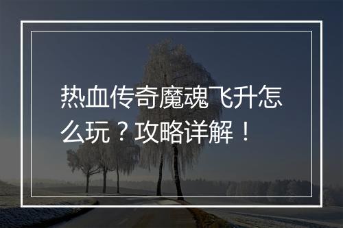 热血传奇魔魂飞升怎么玩？攻略详解！