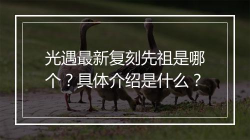 光遇最新复刻先祖是哪个？具体介绍是什么？