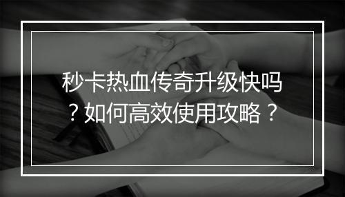 秒卡热血传奇升级快吗？如何高效使用攻略？
