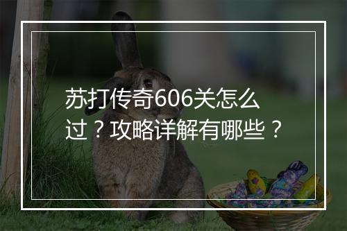 苏打传奇606关怎么过？攻略详解有哪些？