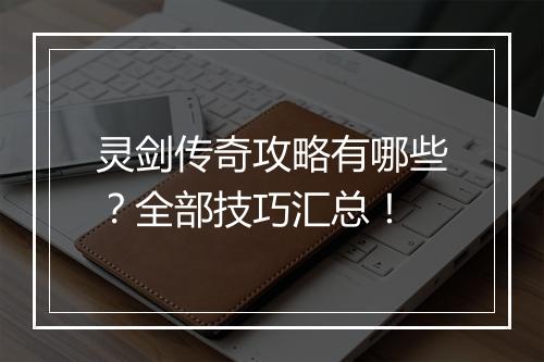 灵剑传奇攻略有哪些？全部技巧汇总！