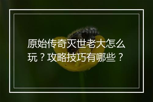原始传奇灭世老大怎么玩？攻略技巧有哪些？