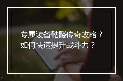 专属装备骷髅传奇攻略？如何快速提升战斗力？