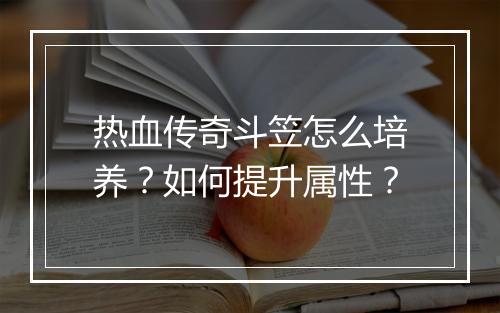 热血传奇斗笠怎么培养？如何提升属性？