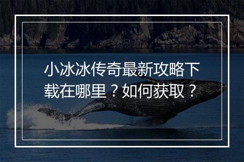小冰冰传奇最新攻略下载在哪里？如何获取？