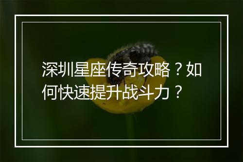 深圳星座传奇攻略？如何快速提升战斗力？