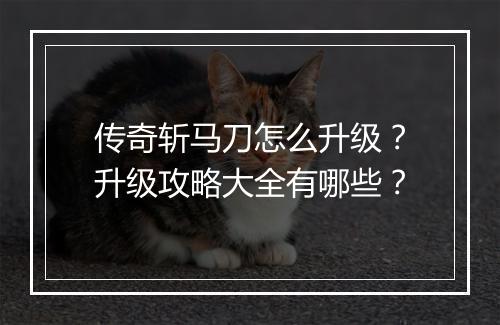 传奇斩马刀怎么升级？升级攻略大全有哪些？
