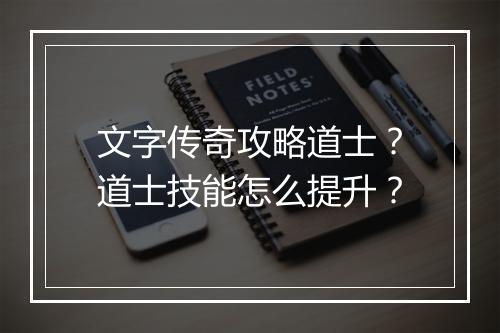 文字传奇攻略道士？道士技能怎么提升？