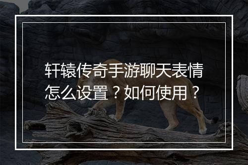 轩辕传奇手游聊天表情怎么设置？如何使用？