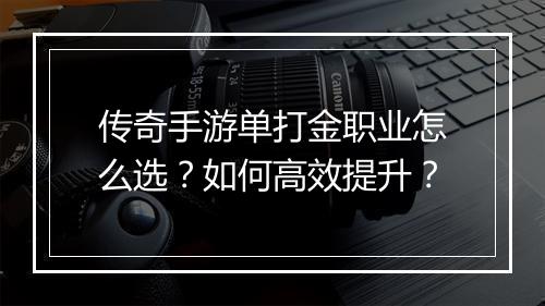 传奇手游单打金职业怎么选？如何高效提升？