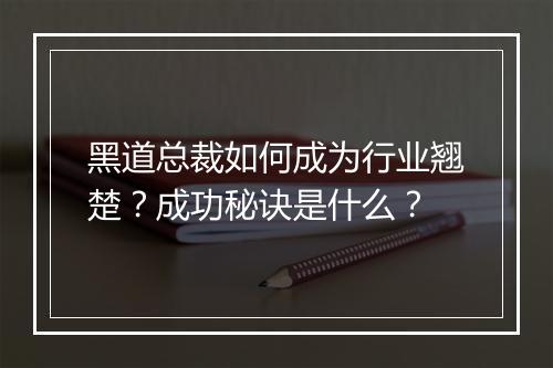 黑道总裁如何成为行业翘楚？成功秘诀是什么？